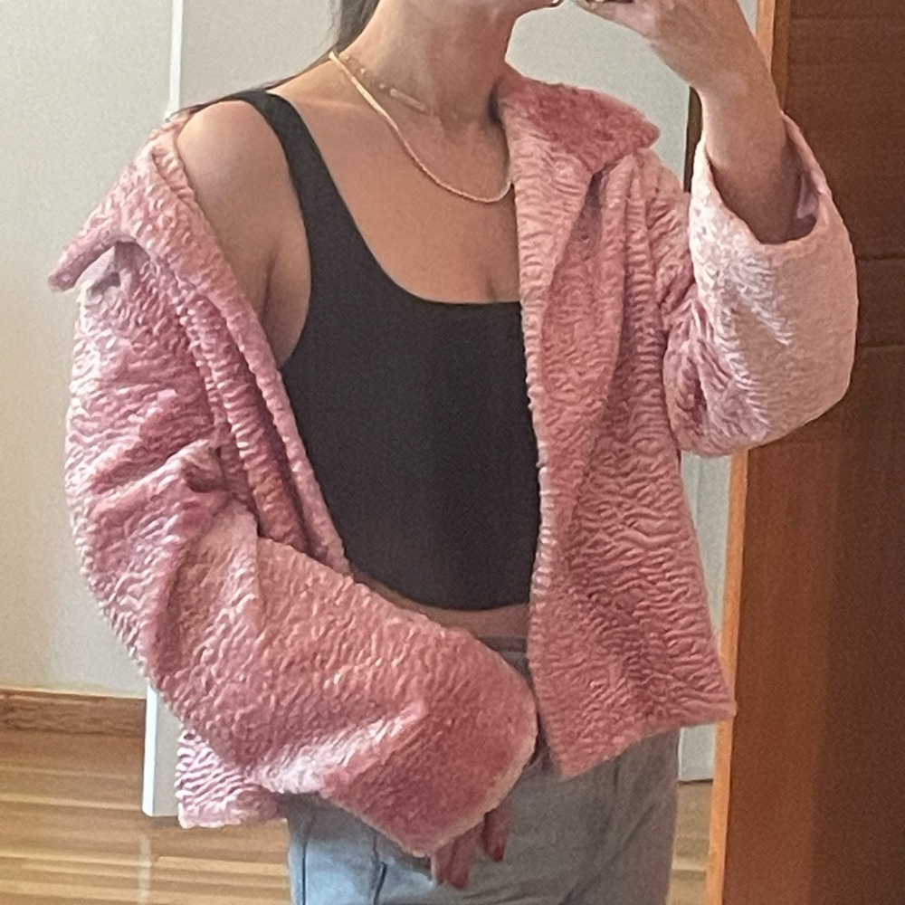 Y2K pink faux lamb jacket